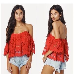 Tularosa AMELIA Lace Top (Red) (size SM)